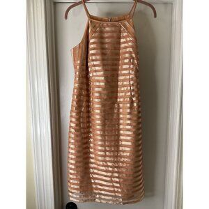 A Pea in the Pod Maternity Shimmer Stripped Champagne Cocktail Sheath Dress Size